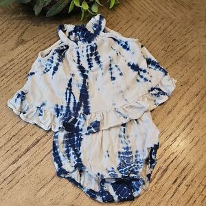 Ralph Lauren Navy and White Tie Dye Baby Romper 6M